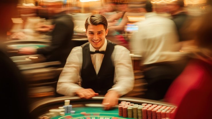 Meja live blackjack dengan dealer profesional di studio 9koi